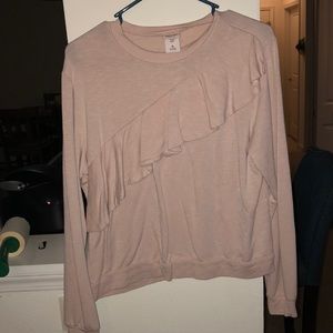 Blush long sleeve with ruffle accross chest